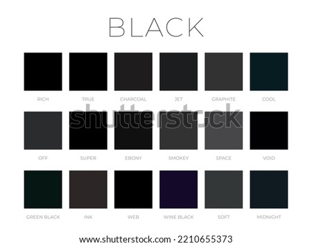 Black Color Shades Swatches Isolated