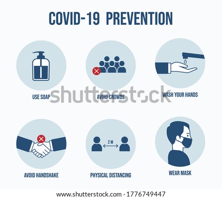 Variety of Coronavirus Prevention set Stockfoto © 
