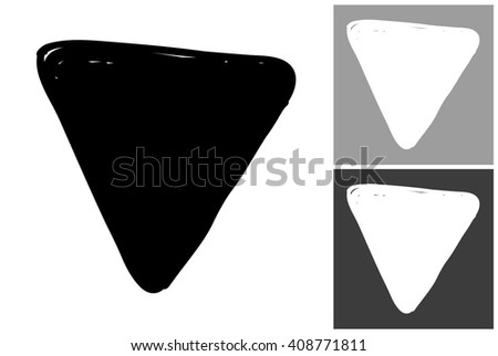 Delta vector hand drawn graphic image. Label with minimalistic shape delta. Isolated element on white, gray and black background. Paint imitation.