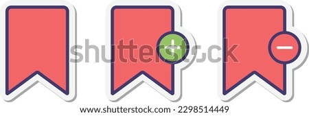 red bookmark plus minus sign vector