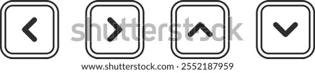 Left right up down square line arrow black button vector illustration