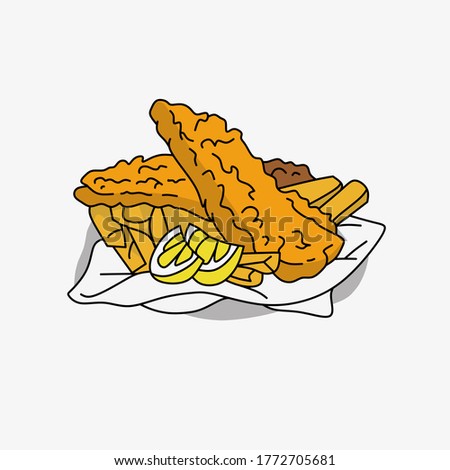 vector illustration of fast food. potatoes, nuget, lemon. can be used for templates, banners and others