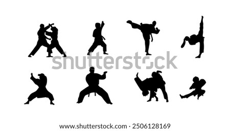 vector illustration of karate martial arts silhouette