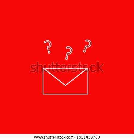 unknown message, message request symbol on red background, envelope with a question mark