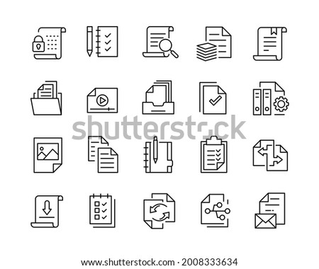 Document Icons - Vector Line Icons. Editable Stroke. Vector Graphic