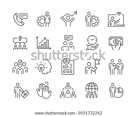 HR Management Icons - Vector Line Icons. Editable Stroke. Vector Graphic