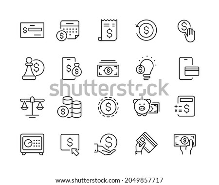 Banking and Finance Icons - Vector Line Icons. Editable Stroke. Vector Graphic