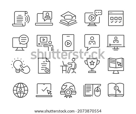 Online Education Icons - Vector Line Icons. Editable Stroke. Vector Graphic