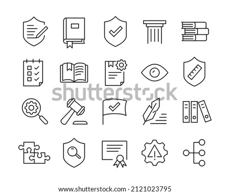 Compliance Icons - Vector Line Icons. Editable Stroke. Vector Graphic