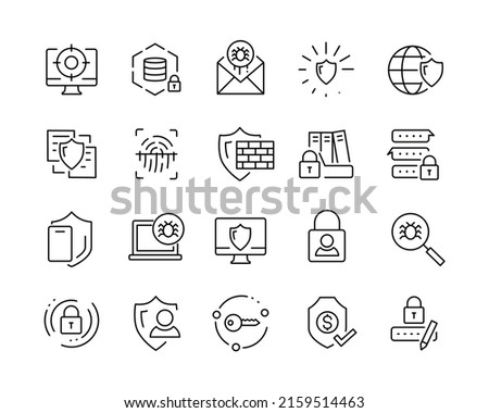 Network Security Icons - Vector Line. Editable Stroke. 