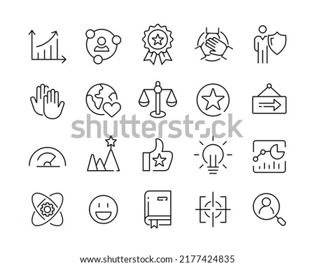 Core Values Icons - Vector Line. Editable Stroke. 