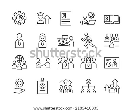 Human Resource and Management Icons - Vector Line. Editable Stroke. 
