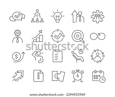 Productivity Icons - Vector Line. Editable Stroke.