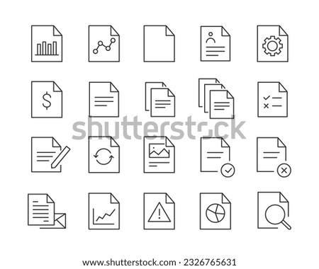 Document Icons - Vector Line. Editable Stroke.