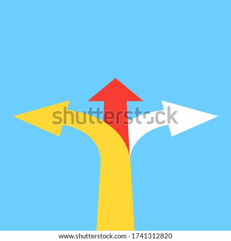 Tree arrows pointing in different directions. Choice the way concept. Vector Illustration.