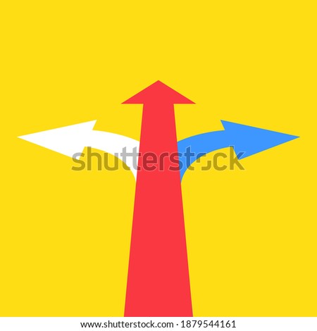 Three arrows pointing in different directions. Choose the way concept. Vector.