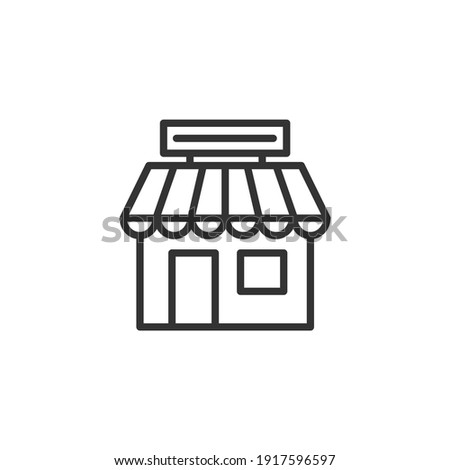 Market shop line icon. Kiosk, store, retail graphic. Street food Marketplace icon on white background.
