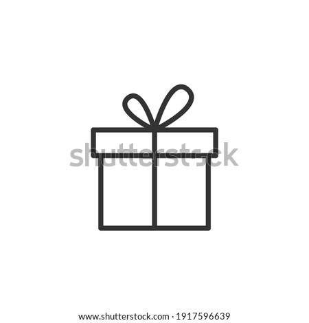 Simple gift line icon. Stroke pictogram. Vector illustration isolated on a white background.