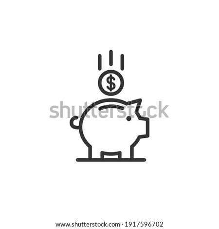 Piggy bank. Fully scalable icon in outline style. Vector.