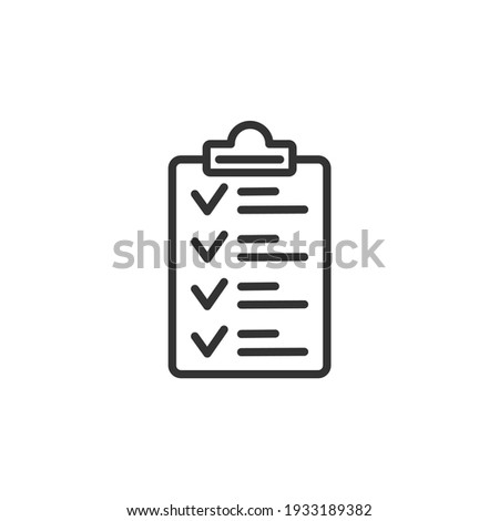 Checklist line icon. Clipboard with checkmarks. List with ticks, check marks. Task is done, work is finished concept. Vector.