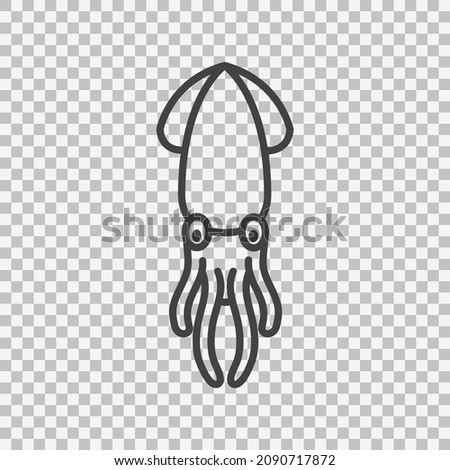 Cuttlefish outline icon. Vector isolated on transparent background.