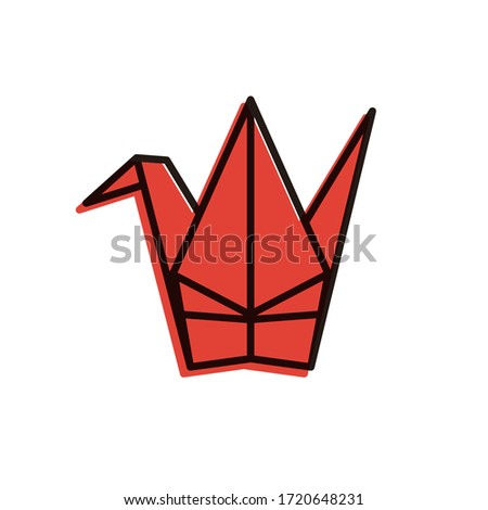 Cute crane origami vector icon