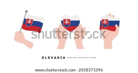 [Slovakia] Hand and national flag icon vector illustration