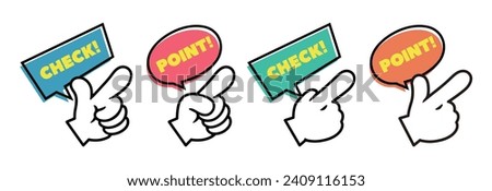 Check, point pointing icon set vector illustration