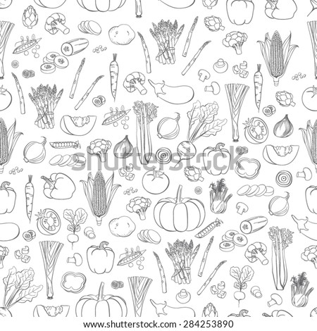 Vector vegetables pattern. Vegetables seamless background