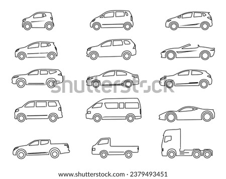 Car icon vector set. Car icon collection. Car category. Vehicles Silhouette Set