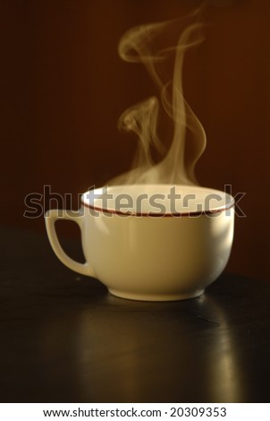 A cup of steaming hot tea