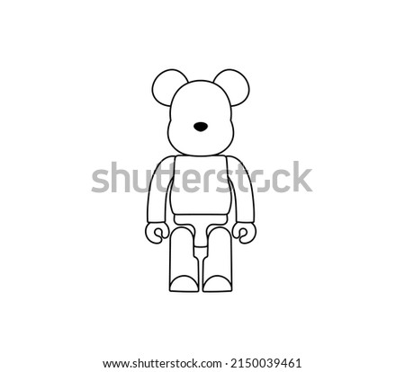 Vector isolated famous bear robot constructor colorless black and white contour line drawing