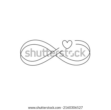 Vector isolated infinity sign with heart double line  symbol