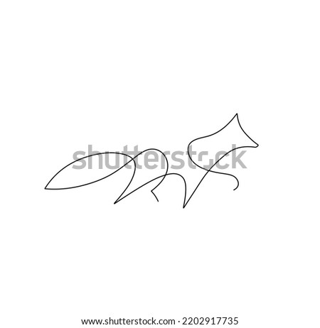 Vector isolated fox in the rack side view colorless black and white contour one single line easy drawing