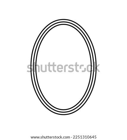 Vector isolated three lines vertical oval frame  colorless black and white contour line easy drawing