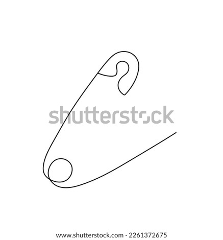 Vector isolated one small simple open safety pin colorless black and white contour line easy drawing