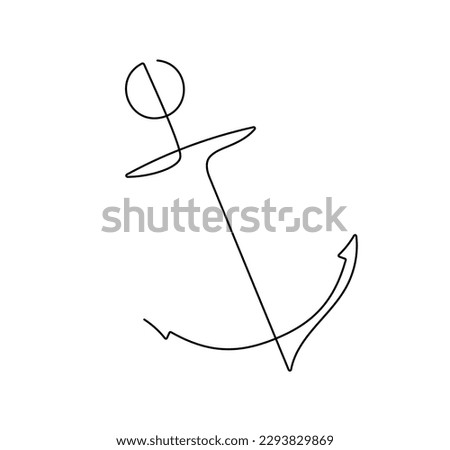 Vector isolated one single contemporary line anchor colorless black and white contour line easy drawing