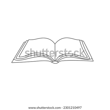 Vector isolated one single open book with pages sheets colorless black and white contour line easy drawing