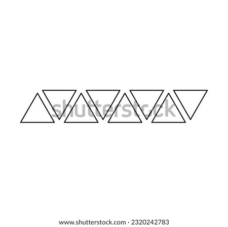 Vector isolated 7 seven triangles in a horizontal row colorless black and white contour line easy drawing