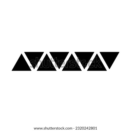 Vector isolated 7 seven black triangles in a horizontal row