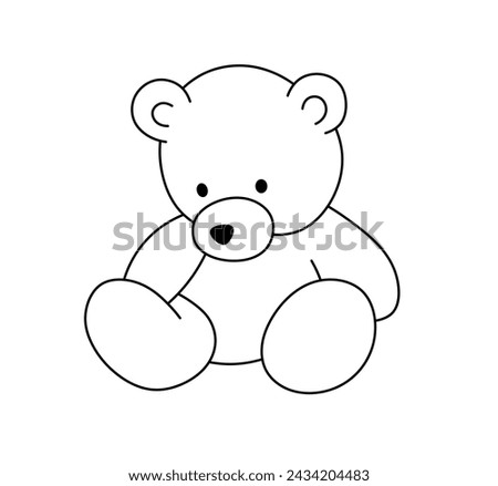 Vector isolated one single simple teddy bear toy sitting colorless black and white contour line easy drawing