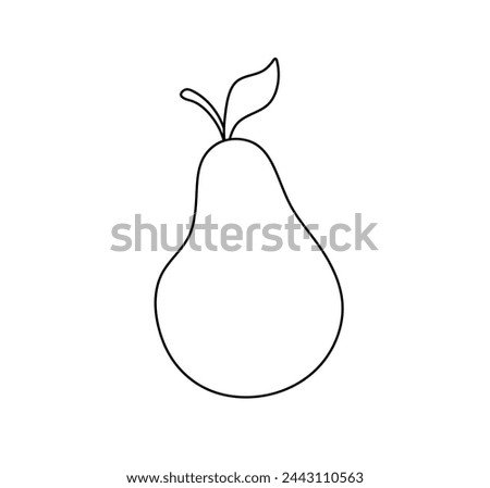 Vector isolated one single simple pear fruit with leaf colorless black and white contour line easy drawing	