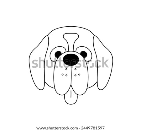 Vector isolated one single Mastiff dog head face muzzle mask colorless black and white contour line easy drawing