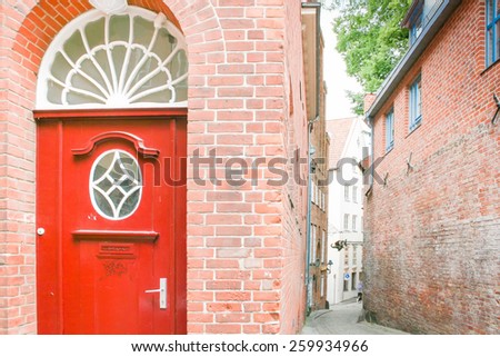 Red Portal in Lubeck. House in old town.