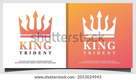 crown king trident logo design template