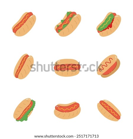 Hot Dog icon hand drawn style. collection of isolated cartoon illustrations