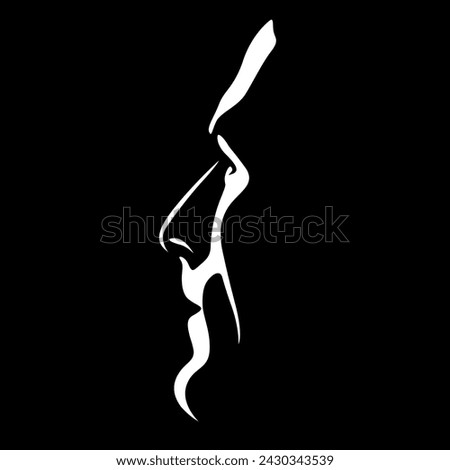 vector black and white light and shadow isolated image of male face formed by shadow. severe male profile. useful for men's products advertising, barbershop, men's clothing stores, logo, print, poster