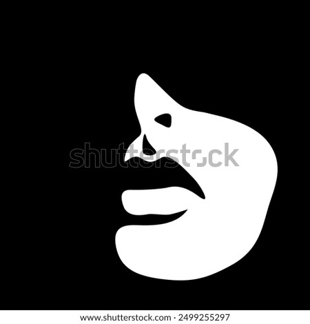 vector black and white illustration of a beautiful female face formed by a shadow. useful for advertising products for women, beauty salons, decorative and care cosmetics, logo, print, poster, design