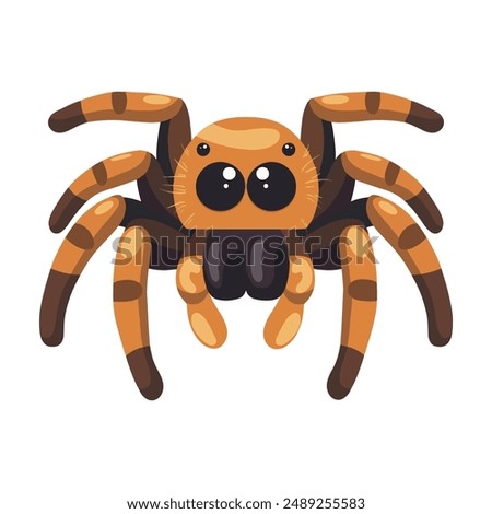 Vector cute spider clip art. Halloween object for party decor. Spider isolated on white background. 