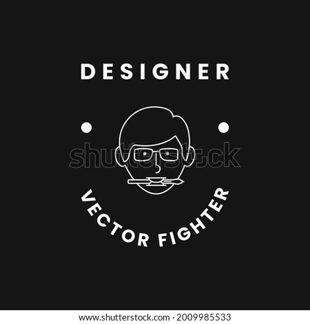 Design studio icon template of man and pen tablet. vector isolated symbol of digital display for illustration or artist and designer school.